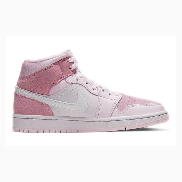 Nike Mid Cut Dijital Basketbol Ayakkabısı Air Jordan 1 Kadın Pembe | JD-856XE