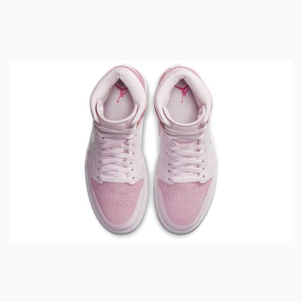 Nike Mid Cut Dijital Basketbol Ayakkabısı Air Jordan 1 Kadın Pembe | JD-856XE