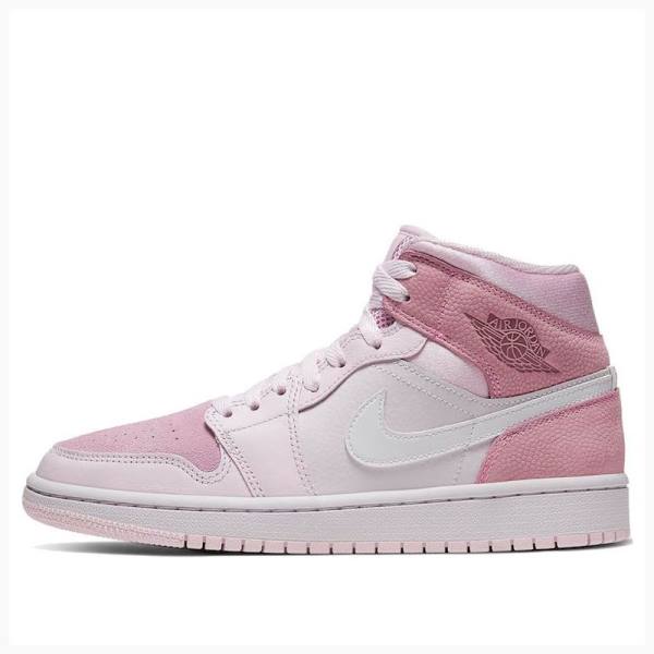 Nike Mid Cut Dijital Basketbol Ayakkabısı Air Jordan 1 Kadın Pembe | JD-856XE