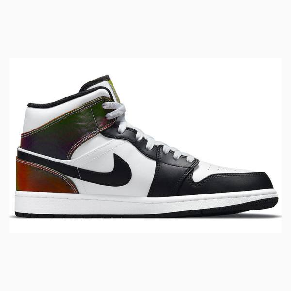 Nike Mid Cut Heat Reactive Basketbol Ayakkabısı Air Jordan 1 Erkek Beyaz Siyah | JD-324YM