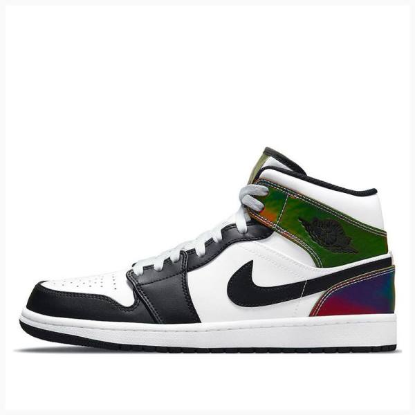 Nike Mid Cut Heat Reactive Basketbol Ayakkabısı Air Jordan 1 Erkek Beyaz Siyah | JD-324YM