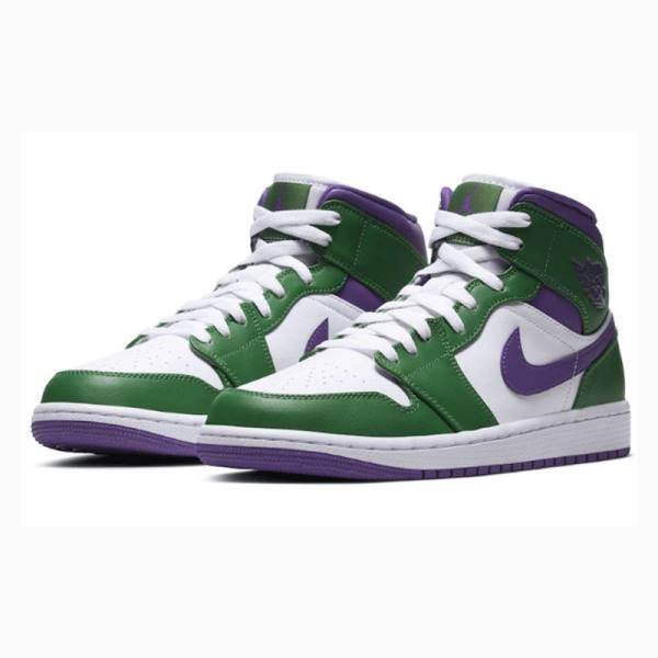 Nike Mid Cut Hulk Basketbol Ayakkabısı Air Jordan 1 Erkek Yeşil Mor | JD-480LF