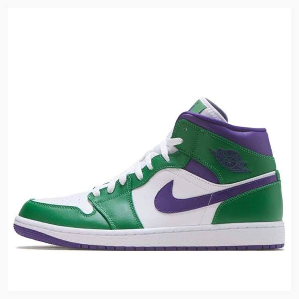 Nike Mid Cut Hulk Basketbol Ayakkabısı Air Jordan 1 Erkek Yeşil Mor | JD-480LF