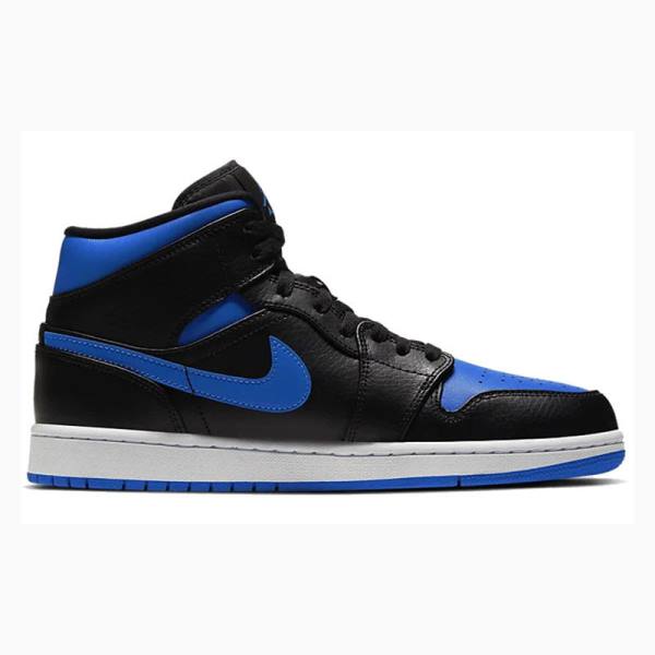 Nike Mid Cut Hyper Royal Basketbol Ayakkabısı Air Jordan 1 Erkek Mavi Siyah | JD-146KJ