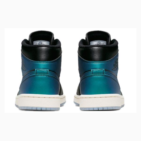 Nike Mid Cut Iridescent Basketbol Ayakkabısı Air Jordan 1 Kadın Mavi Siyah | JD-439ZO