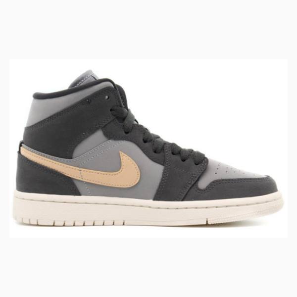 Nike Mid Cut Iron Onyx Basketbol Ayakkabısı Air Jordan 1 Kadın Gri | JD-712XT