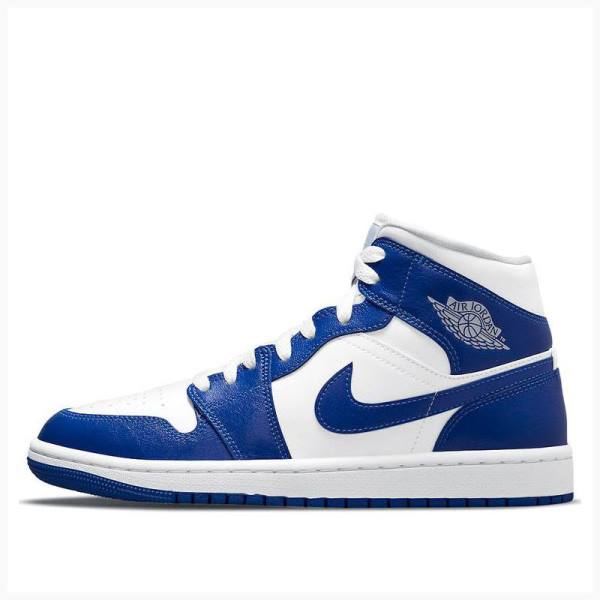 Nike Mid Cut Kentucky Basketbol Ayakkabısı Air Jordan 1 Kadın Mavi | JD-054TS