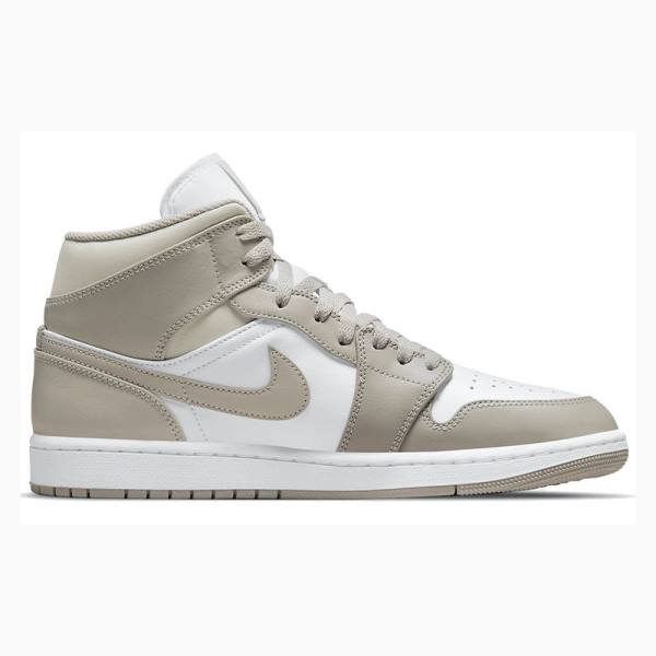 Nike Mid Cut Linen Basketbol Ayakkabısı Air Jordan 1 Erkek Beyaz Kahverengi | JD-597DQ