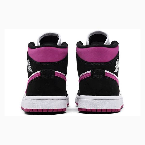 Nike Mid Cut Magenta Basketbol Ayakkabısı Air Jordan 1 Kadın Siyah Mor | JD-791LG