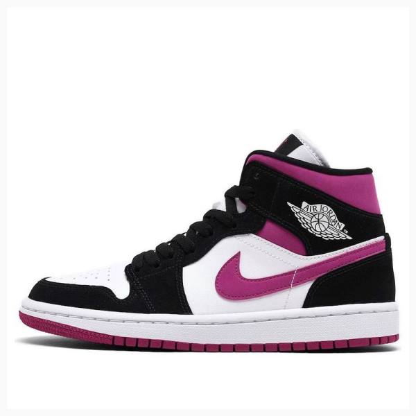 Nike Mid Cut Magenta Basketbol Ayakkabısı Air Jordan 1 Kadın Siyah Mor | JD-791LG