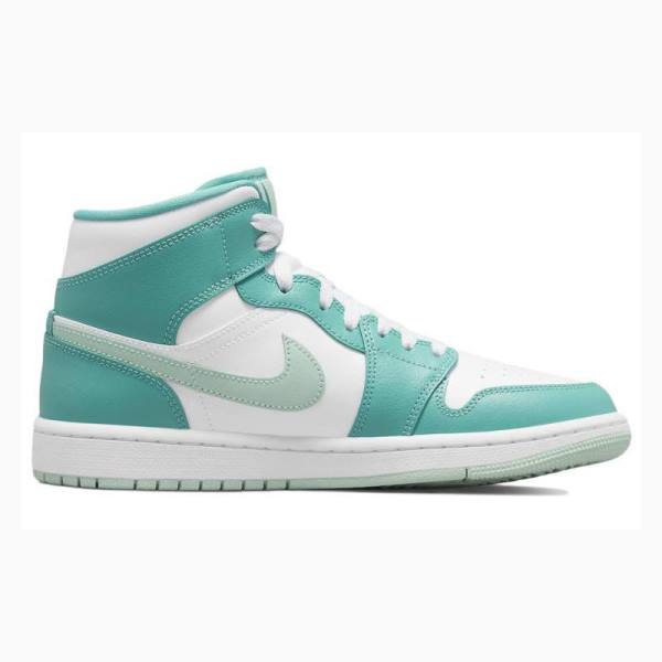 Nike Mid Cut Marine Basketbol Ayakkabısı Air Jordan 1 Kadın Beyaz Yeşil | JD-952OH