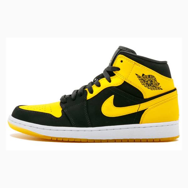 Nike Mid Cut New Love Basketbol Ayakkabısı Air Jordan 1 Erkek Siyah Sarı | JD-431RC