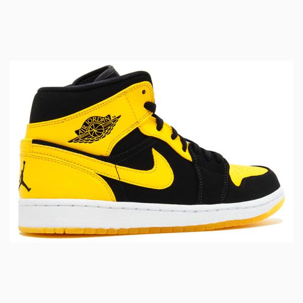 Nike Mid Cut New Love Basketbol Ayakkabısı Air Jordan 1 Erkek Siyah Sarı | JD-431RC