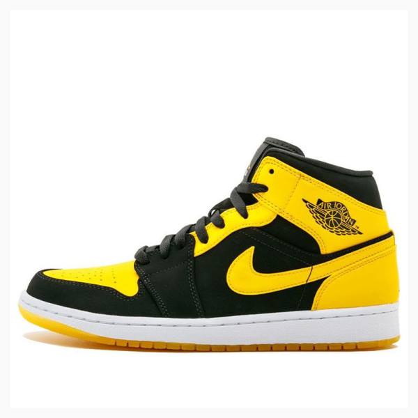 Nike Mid Cut New Love Basketbol Ayakkabısı Air Jordan 1 Erkek Siyah Sarı | JD-431RC