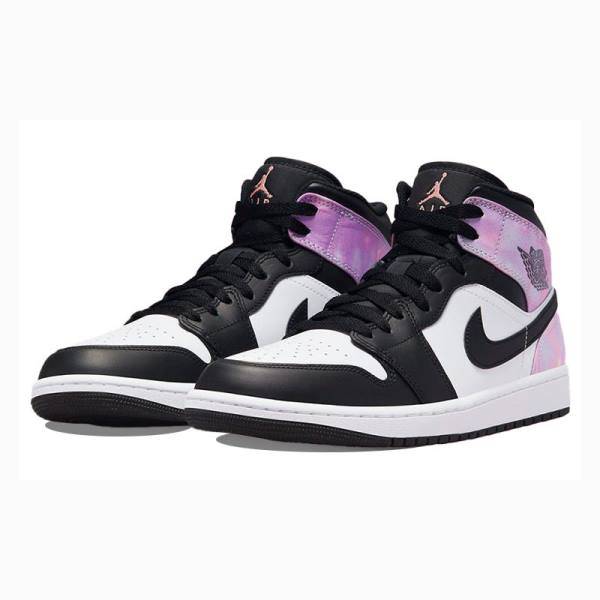 Nike Mid Cut SE Amethyst Wave Basketbol Ayakkabısı Air Jordan 1 Erkek Beyaz Siyah Pembe | JD-265JS