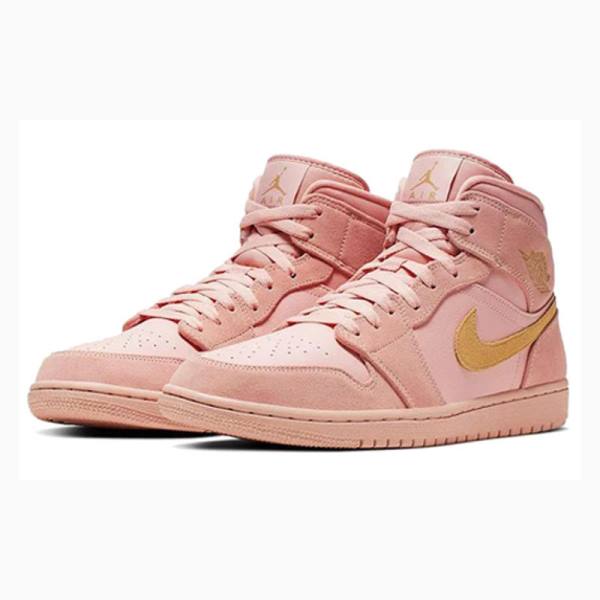 Nike Mid Cut SE Basketbol Ayakkabısı Air Jordan 1 Erkek Mercan Altın | JD-852QJ