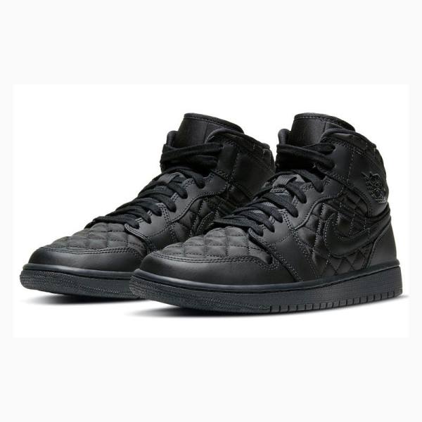 Nike Mid Cut SE 'Black Quilted' Basketbol Ayakkabısı Air Jordan 1 Kadın Siyah | JD-302CT