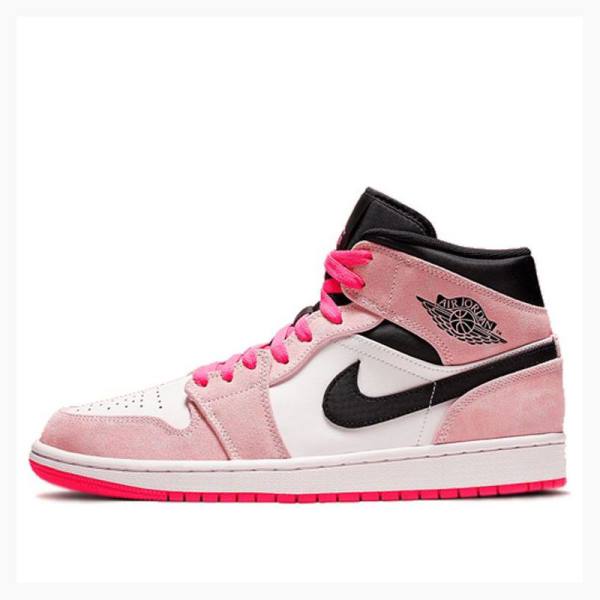 Nike Mid Cut SE Crimson Tint Hyper Basketbol Ayakkabısı Air Jordan 1 Erkek Pembe | JD-301UX