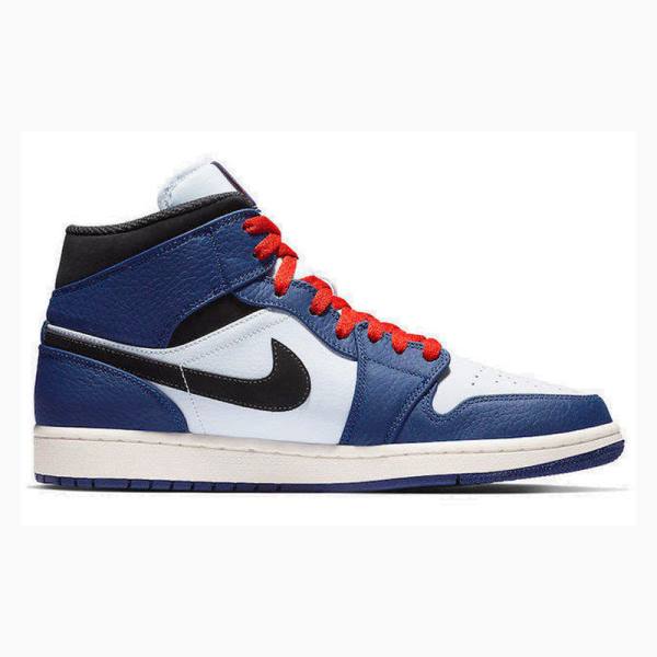 Nike Mid Cut SE Deep Royal Basketbol Ayakkabısı Air Jordan 1 Erkek Mavi Siyah | JD-672LJ