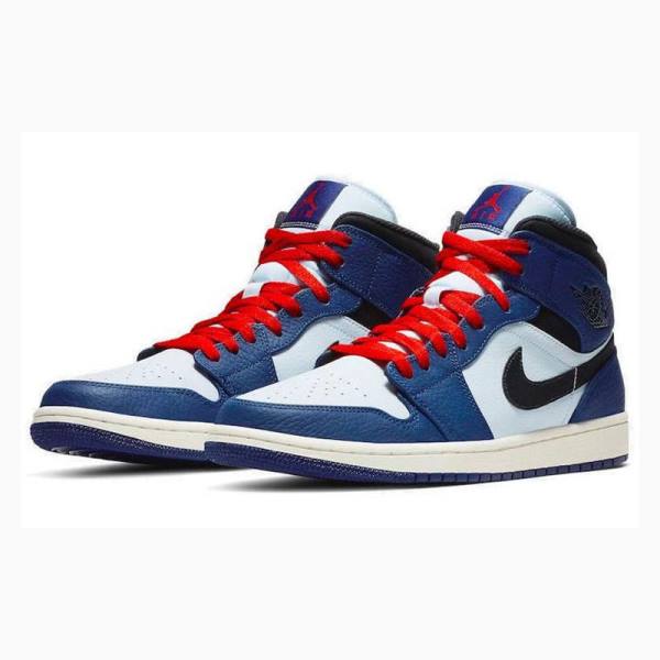 Nike Mid Cut SE Deep Royal Basketbol Ayakkabısı Air Jordan 1 Erkek Mavi Siyah | JD-672LJ