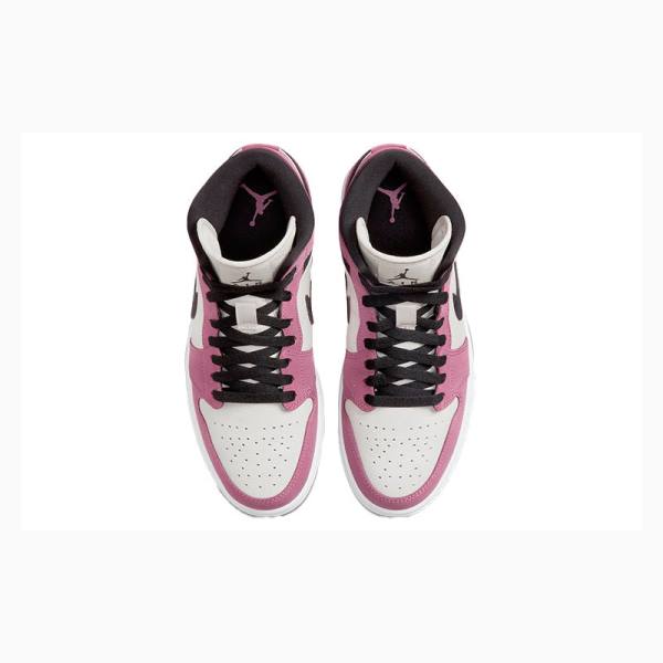 Nike Mid Cut SE Light Mulberry Basketbol Ayakkabısı Air Jordan 1 Kadın Siyah Beyaz Pembe | JD-318WC