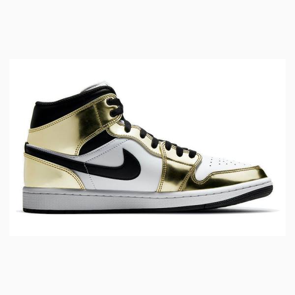 Nike Mid Cut SE 'Metallic Gold' Basketbol Ayakkabısı Air Jordan 1 Erkek Altın Siyah | JD-314VQ