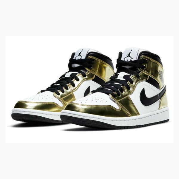 Nike Mid Cut SE 'Metallic Gold' Basketbol Ayakkabısı Air Jordan 1 Erkek Altın Siyah | JD-314VQ