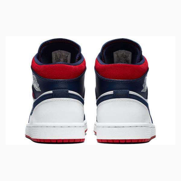 Nike Mid Cut SE Olympic Basketbol Ayakkabısı Air Jordan 1 Erkek Beyaz Mavi | JD-863IE