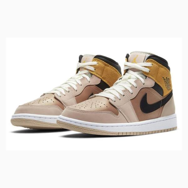 Nike Mid Cut SE Particle Basketbol Ayakkabısı Air Jordan 1 Kadın Kahverengi Altın | JD-562GA