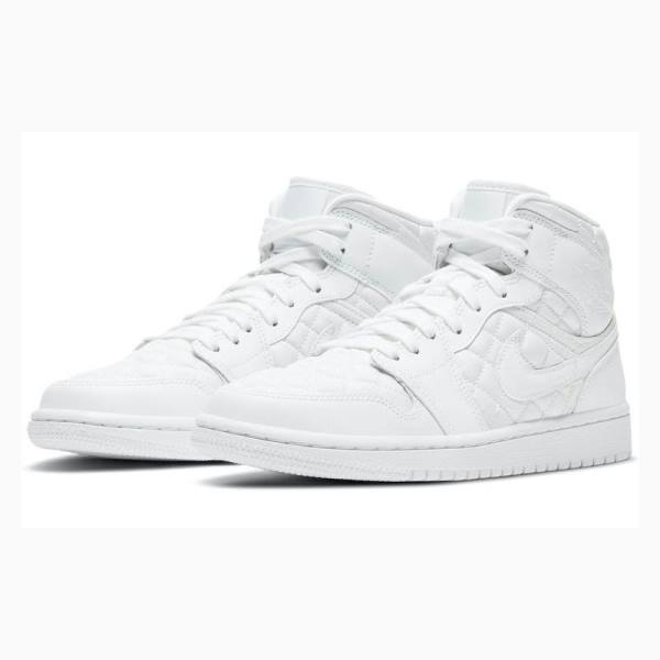 Nike Mid Cut SE Quilted Basketbol Ayakkabısı Air Jordan 1 Kadın Beyaz | JD-057IX