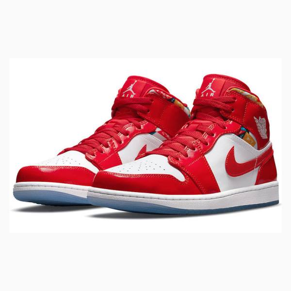 Nike Mid Cut SE Red Rugan Basketbol Ayakkabısı Air Jordan 1 Erkek Kırmızı | JD-091RH