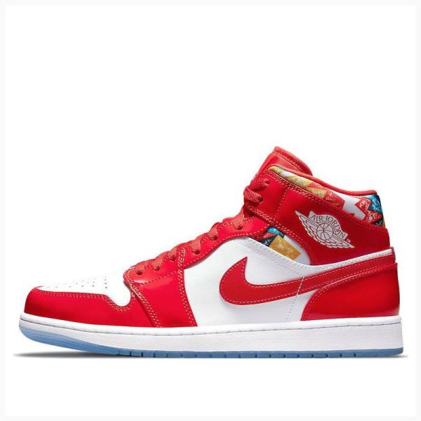 Nike Mid Cut SE Red Rugan Basketbol Ayakkabısı Air Jordan 1 Erkek Kırmızı | JD-091RH