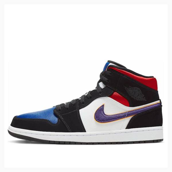 Nike Mid Cut SE Rivals Basketbol Ayakkabısı Air Jordan 1 Erkek Siyah Mor Mavi | JD-615YW