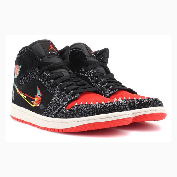 Nike Mid Cut SE Siempre Familia Basketbol Ayakkabısı Air Jordan 1 Erkek Siyah Kırmızı | JD-291SM