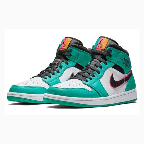 Nike Mid Cut SE South Beach Basketbol Ayakkabısı Air Jordan 1 Erkek Yeşil Siyah | JD-701FZ