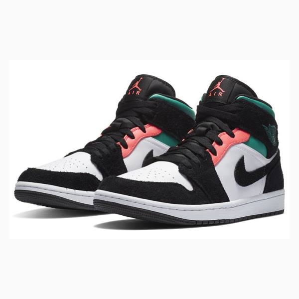 Nike Mid Cut SE South Beach Basketbol Ayakkabısı Air Jordan 1 Erkek Siyah Beyaz | JD-945LZ