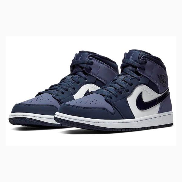 Nike Mid Cut Sanded Basketbol Ayakkabısı Air Jordan 1 Erkek Mor | JD-439HK