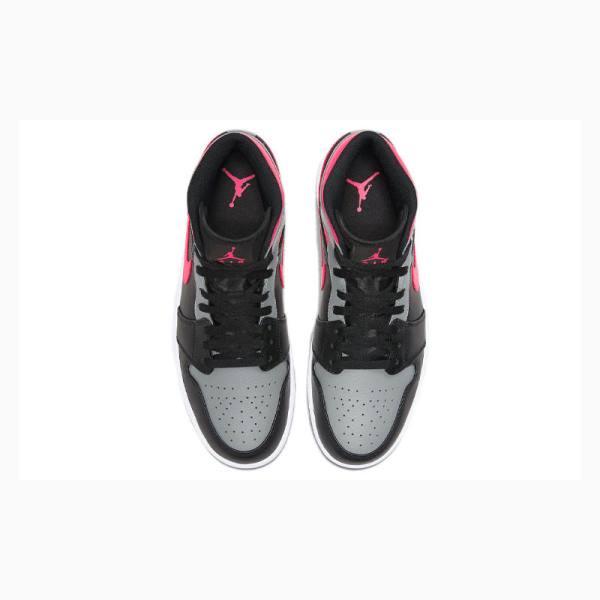 Nike Mid Cut Shadow Basketbol Ayakkabısı Air Jordan 1 Erkek Siyah Gümüş Pembe | JD-083RJ