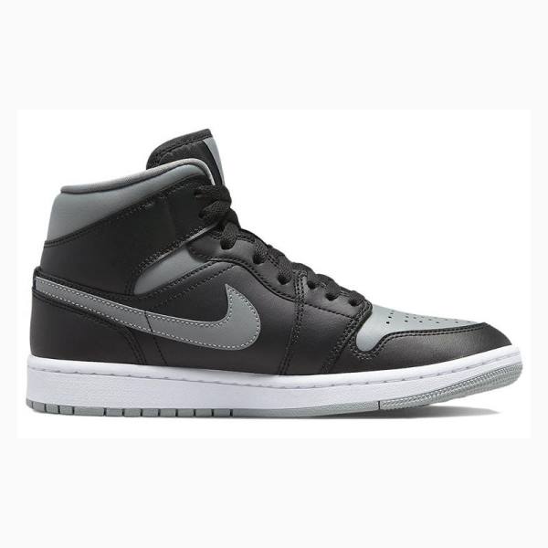 Nike Mid Cut Shadow Basketbol Ayakkabısı Air Jordan 1 Kadın Siyah Gri | JD-629RZ