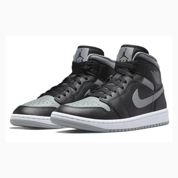 Nike Mid Cut Shadow Basketbol Ayakkabısı Air Jordan 1 Kadın Siyah Gri | JD-629RZ