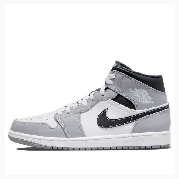 Nike Mid Cut Smoke Basketbol Ayakkabısı Air Jordan 1 Erkek Gri Beyaz Siyah | JD-834EM