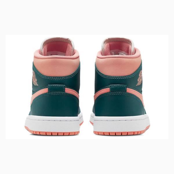 Nike Mid Cut Teal Basketbol Ayakkabısı Air Jordan 1 Kadın Yeşil Pembe | JD-523DM