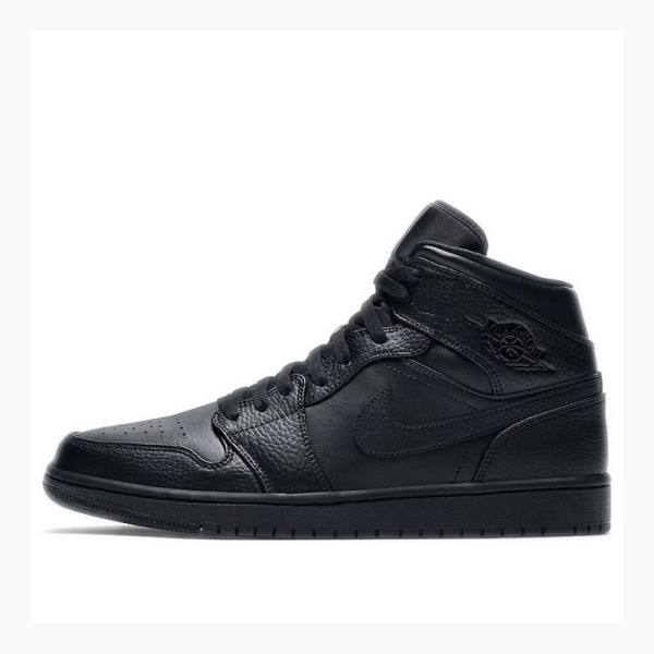 Nike Mid Cut Triple Basketbol Ayakkabısı Air Jordan 1 Erkek Siyah | JD-145JT