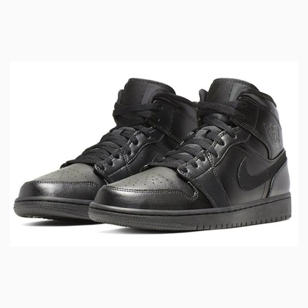 Nike Mid Cut Triple Basketbol Ayakkabısı Air Jordan 1 Erkek Siyah | JD-624BH