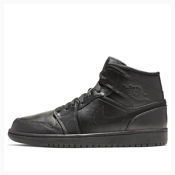 Nike Mid Cut Triple Basketbol Ayakkabısı Air Jordan 1 Erkek Siyah | JD-624BH