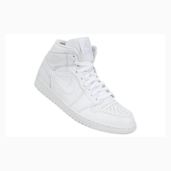 Nike Mid Cut Triple Basketbol Ayakkabısı Air Jordan 1 Erkek Beyaz | JD-651UH