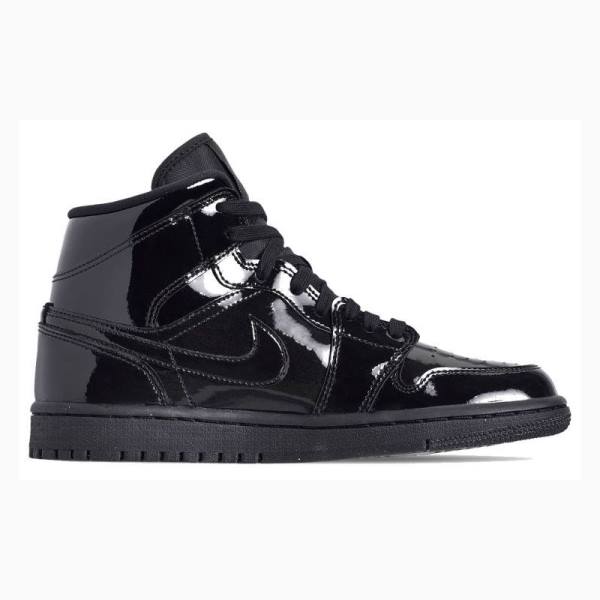 Nike Mid Cut Triple Rugan Basketbol Ayakkabısı Air Jordan 1 Kadın Siyah | JD-796GY