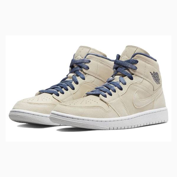 Nike Mid Cut W Basketbol Ayakkabısı Air Jordan 1 Kadın Bej Rengi | JD-436GS