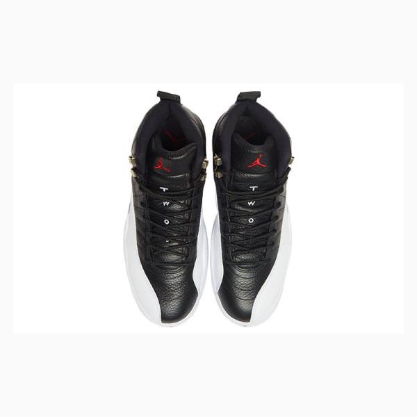 Nike Playoffs Basketbol Ayakkabısı Air Jordan 12 Erkek Siyah Beyaz | JD-351BI