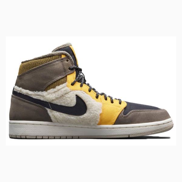 Nike RTR HI PREM UT Beach Ridgerock Basketbol Ayakkabısı Air Jordan 1 Kadın Kahverengi Sarı | JD-854DK